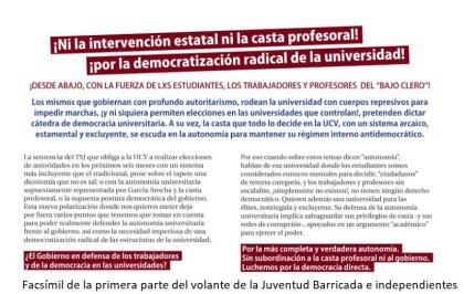 ¡Ni la intervención estatal ni la casta profesoral, por la democratización radical de la universidad!