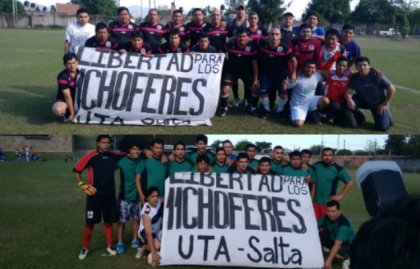 Salta: campeonato de fútbol de choferes de la UTA se pronuncia por la libertad de 11 trabajadores