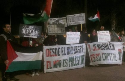 Manifestación contra la masacre al pueblo palestino en Montevideo