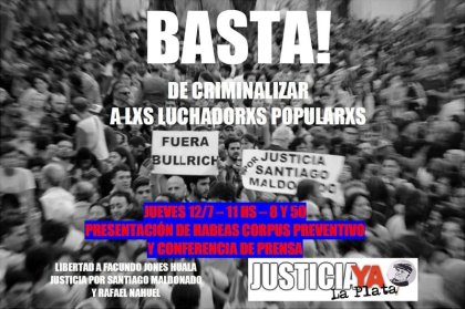 Una presentación contra la persecusión política en La Plata