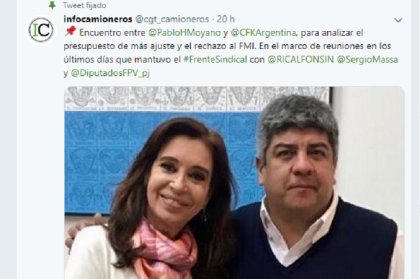 Pablo Moyano se reunió con Cristina Fernández para “analizar” el presupuesto de ajuste