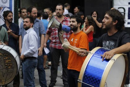 Trabajadores de Télam movilizados por la libertad sindical