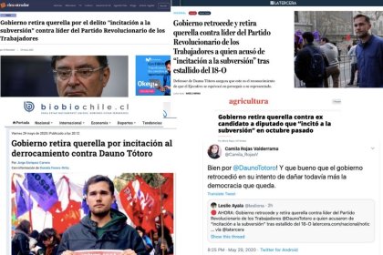 Amplia repercusión en los medios: Gobierno, derrotado, retira querella contra Dauno Tótoro