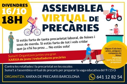 ¡Súmate a la asamblea virtual en Catalunya, para luchar contra el virus de la precariedad!