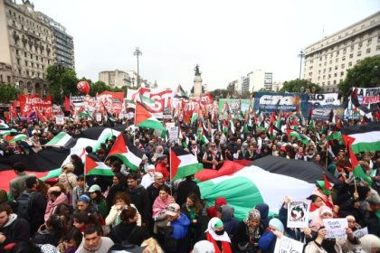 Importante movilización frente al Congreso argentino en apoyo a Palestina