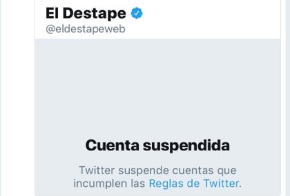 Denuncian que Twitter suspendió la cuenta de El Destape