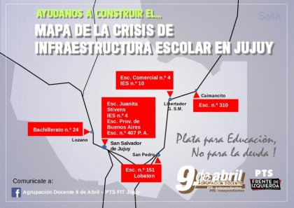 Jujuy: docentes y la izquierda lanzan campaña ante la crisis de infraestructura