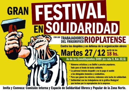 Festival en apoyo a la lucha del Frigorífico Rioplatense