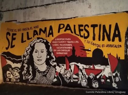 Realizan en Montevideo mural solidario por Ahed Tamimi