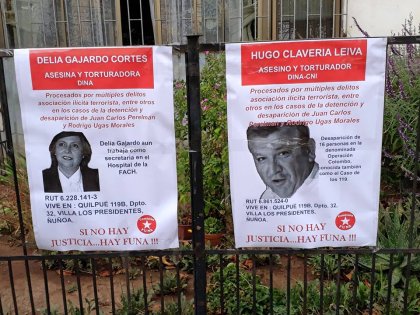 Comisión Funa denunció a los agentes DINA Hugo Clavería Leiva y Delia Gajardo Cortés