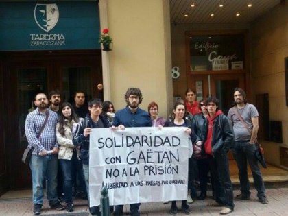 Acto Consulado en Zaragoza en solidaridad con Gaëtan ¡Ningún Preso por luchar! 