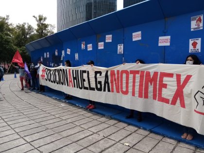 Trabajadores/as “clausuran” oficinas ilegales de Notimex y se movilizan en El Ángel