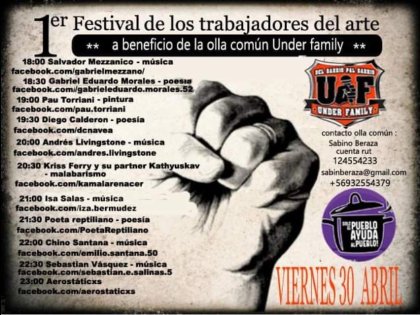 1er Festival de las y los trabajadores del arte: "Evento a beneficio de la olla común UNDER FAMILY"