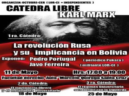 Inicia el Ciclo de Cátedras Libres “Karl Marx” en la Facultad de Derecho y Ciencias Políticas de la UMSA