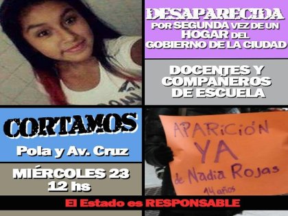 Nadia Rojas: sus docentes continúan reclamando por su aparición con vida