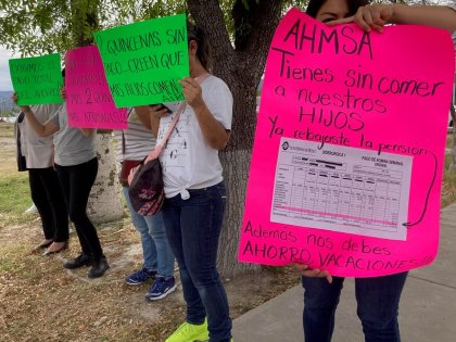 Esposas, madres y familiares enfrentan junto a trabajadores la crisis en AHMSA 