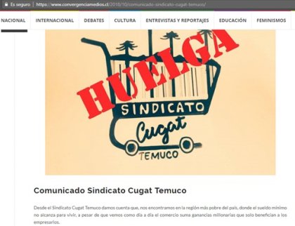 Huelga del Sindicato Cugat Temuco en el ojo de los medios