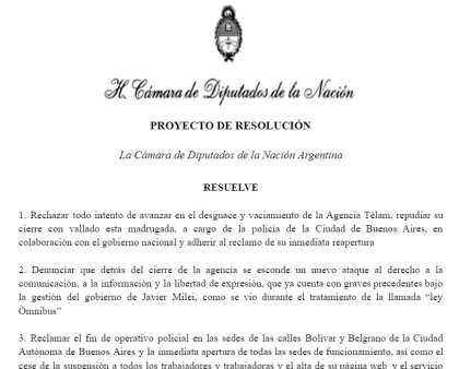 La izquierda repudia el intento de cierre de Télam y reclama la inmediata reapertura de sus sedes 