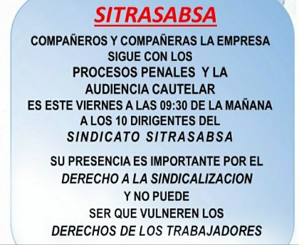 Vigilia en solidaridad con los trabajadores de SITRA-SABSA