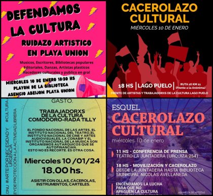 Cacerolazo cultural: Cinco ciudades de Chubut se rebelan este miércoles contra el DNU y la Ley ómnibus