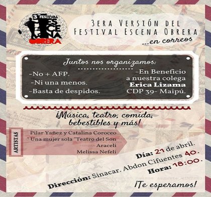 Festival Escena Obrera organiza junto a los trabajadores de Correos de Chile jornada en beneficio