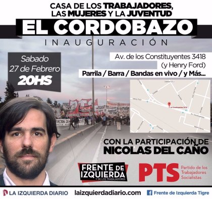 Nicolás del Caño inaugurará nuevo local del PTS en Zona Norte