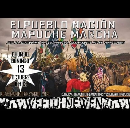 Organizaciones del pueblo mapuche llaman a marchar este domingo 13 de octubre