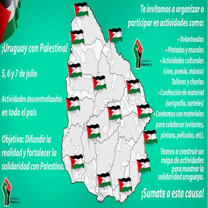 Decenas de actividades por Palestina se desarrollarán en Uruguay