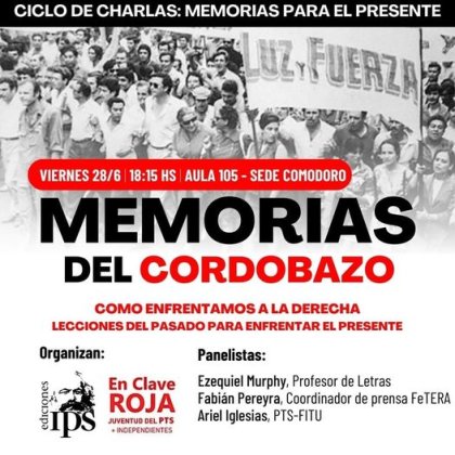 28J: Memorias del Cordobazo en la UNPSJB Comodoro Rivadavia