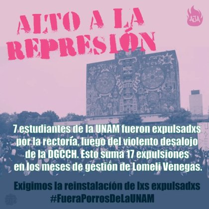 ¡Abajo las 18 expulsiones! ¡Unidad de estudiantes, docentes y trabajadores para defender nuestra universidad!