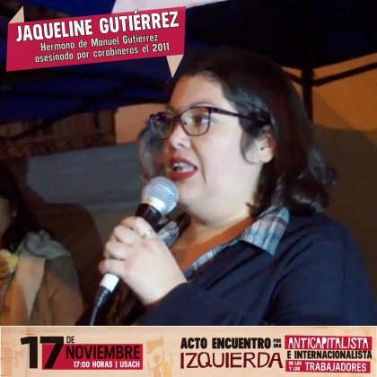 Jaqueline Gutierrez, hermana de Manuel Gutierrez, se suma al Acto Anticapitalista de los trabajadores