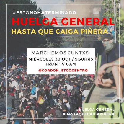 Este miércoles, todas y todos a las calles a marchar junto al Cordón Santiago Centro