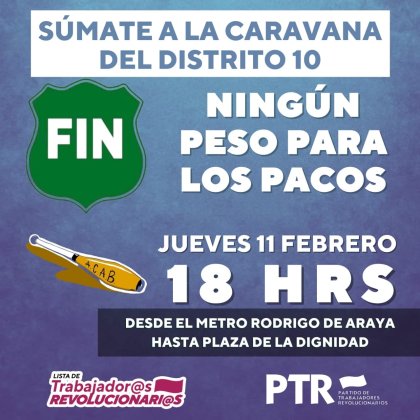 ¡Súmate a la caravana de la lista de Trabajador@s Revolucionari@s en el distrito 10!