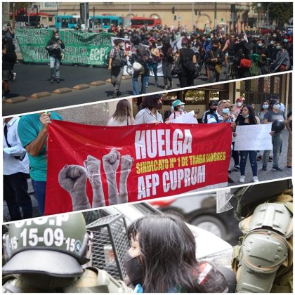 Huelga en AFP cuprum y protestas durante la jornada de hoy en Santiago