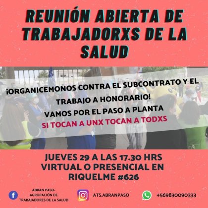 Asamblea de trabajadores de la salud autoconvocad@s busca terminar con la inestabilidad y el agobio a la primera línea