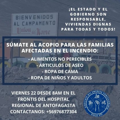 Ante el incendio del campamento Rayito de Esperanza, trabajadoras del Hospital inician campaña solidaria