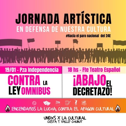 19 de enero: Jornada artística en defensa de la cultura en Trelew