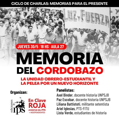 30M: Memorias del Cordobazo en la UNPSJB Trelew