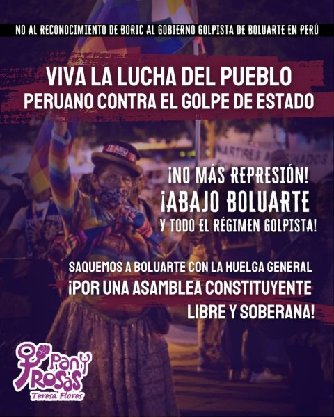 Por un movimiento de mujeres y disidencias independiente del gobierno de Apruebo Dignidad, contra la represión e internacionalista ¡Abajo el Golpe de Estado en Perú! 