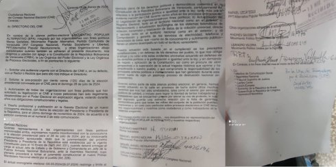 Documento consignado ante el CNE por las organizaciones políticas presentes