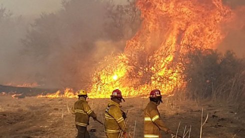 Bomberos intentan combatir un foco de incendio en Córdoba