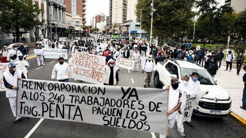 Movilización de los trabajadores de Penta en lucha