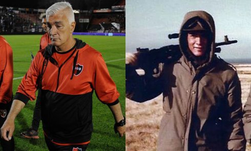 A la izquierda De Felippe como entrenador de Newell's. A la derecha, como combatiente en Malvinas