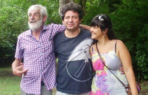 Jorge "Turco" Sobrado, con Eduardo Castilla y Cecilia Ruiz, celebrando su cumpleaños