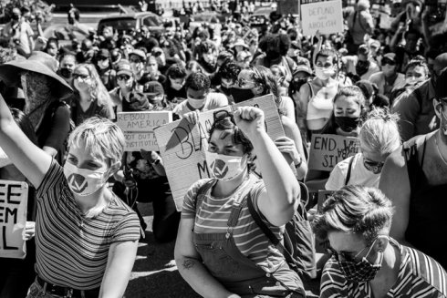 Camaradas de Left Voice durante las manifestaciones de Black Lives Matter en Nueva York, en junio de 2020.