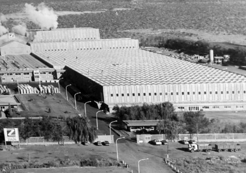 Vista aérea de la fábrica en Neuquén. 