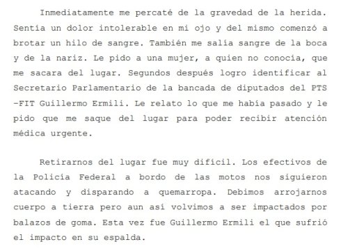 Extracto del escrito presentado ante el juez Ercolini