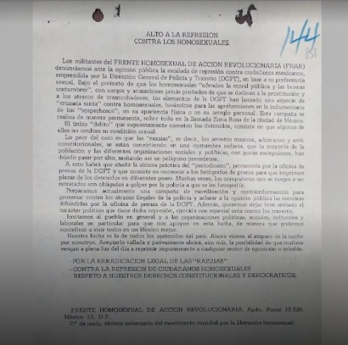 Pronunciamiento del FHAR contra las razzias (1978) / AGN