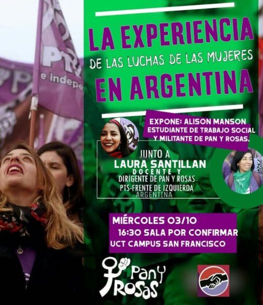 La experiencia de la lucha contra el aborto en Argentina expondrá docente y militante de Pan y Rosas en Temuco 