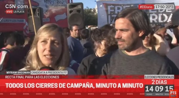 Myriam Bregman y Nicolás del Caño en el cierre de campaña del Frente de Izquierda Unidad